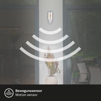 Briloner 3628-016 - Buitenwandlamp met sensor KAIRO 1xE27/12W/230V IP44 wit