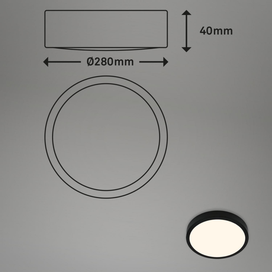 Briloner 3700-015 - LED Plafondlamp RUNA LED/16W/230V 3000K diameter 28 cm zwart
