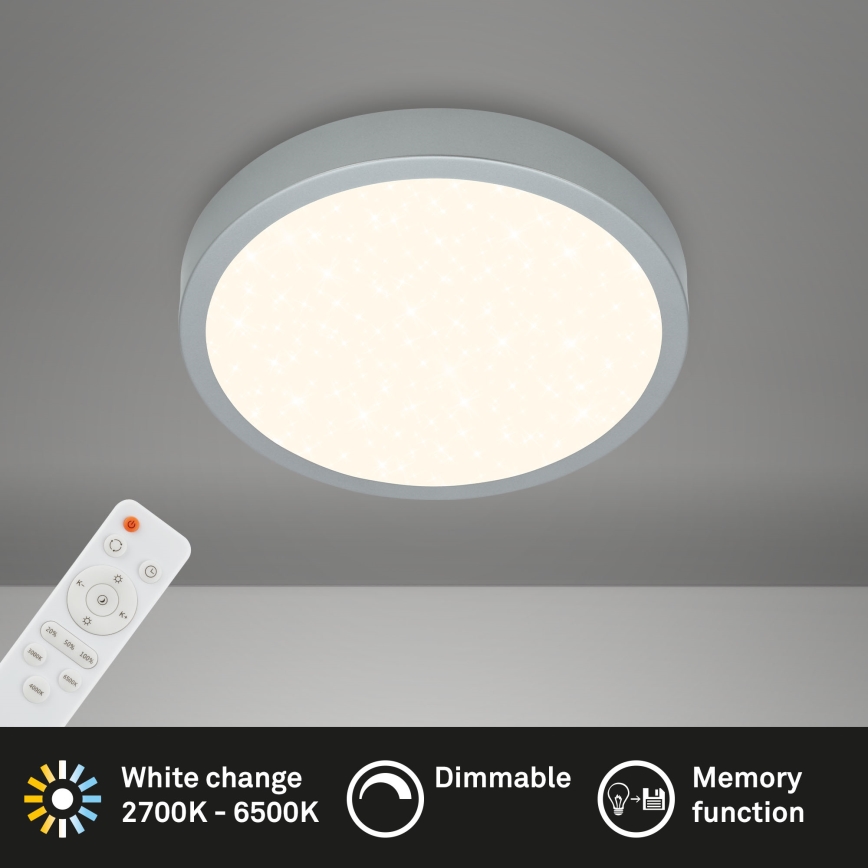 Briloner 3701-014 - Dimbare LED Plafondlamp RUNA LED/18W/230V 2700-6500K zilver + afstandsbediening