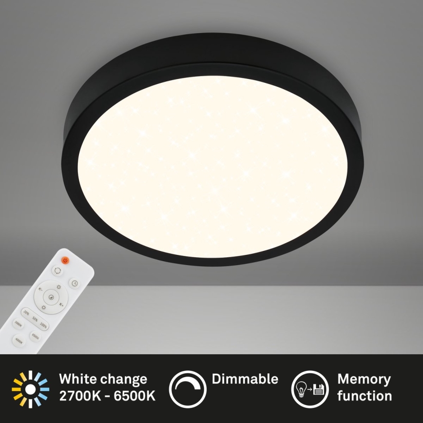 Briloner 3704-015 - Dimbare LED Plafondlamp RUNA LED/22W/230V 2700-6500K zwart + afstandsbediening