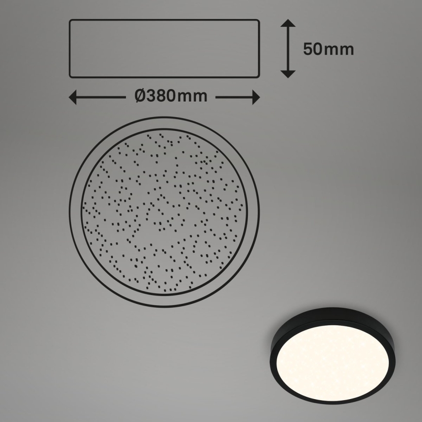 Briloner 3704-015 - Dimbare LED Plafondlamp RUNA LED/22W/230V 2700-6500K zwart + afstandsbediening