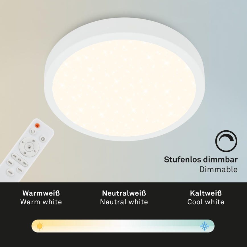 Briloner 3704-016 - Dimbare LED Plafondlamp RUNA LED/22W/230V 2700-6500K wit + afstandsbediening