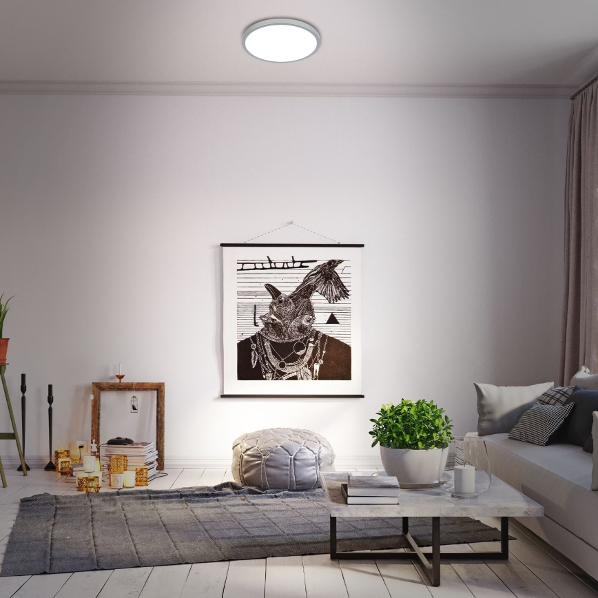 Briloner 3709-014 - LED RGBW Dimbare plafondlamp LED/22W/230V 4000K diameter 38 cm zilver + afstandsbediening