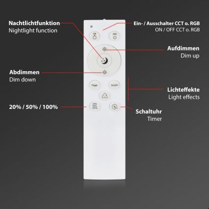 Briloner 3709-014 - LED RGBW Dimbare plafondlamp LED/22W/230V 4000K diameter 38 cm zilver + afstandsbediening