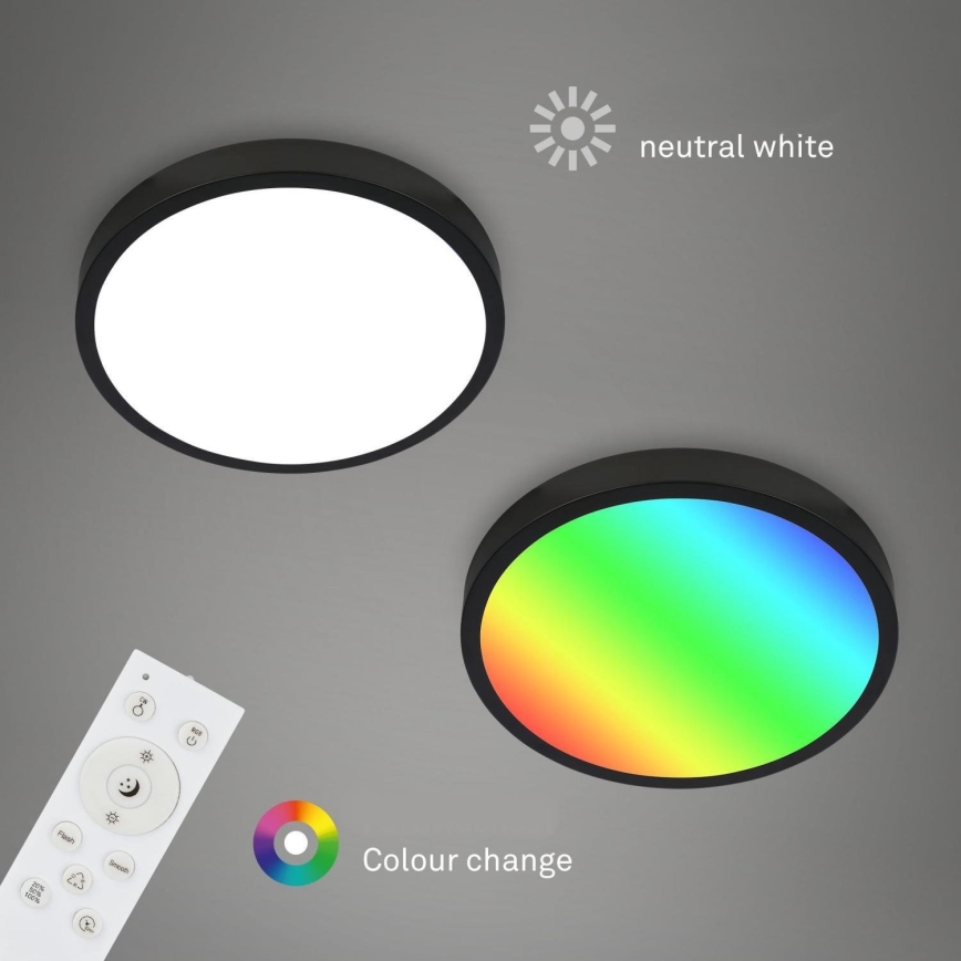 Briloner 3709-015 - LED RGBW Dimbare plafondlamp LED/22W/230V 4000K diameter 38 cm zwart + afstandsbediening