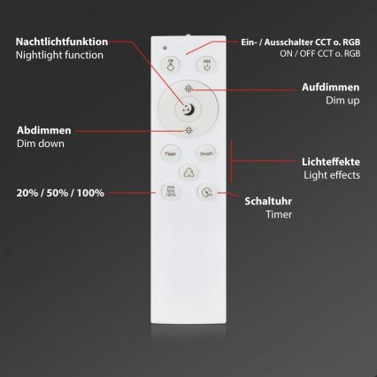 Briloner 3709-016 - LED RGBW Dimbare plafondlamp LED/22W/230V 4000K diameter 38 cm wit + afstandsbediening