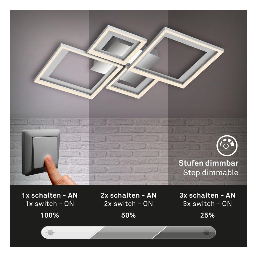 Briloner 3727-019 - Dimbare LED Plafondlamp FRAME LED/38W/230V
