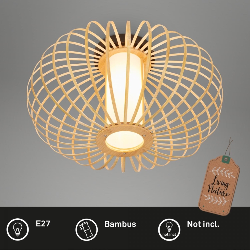Briloner 3759011 - Plafondlamp 1xE27/10W/230V diameter 40 cm bamboe