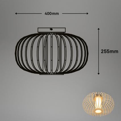 Briloner 3759011 - Plafondlamp 1xE27/10W/230V diameter 40 cm bamboe