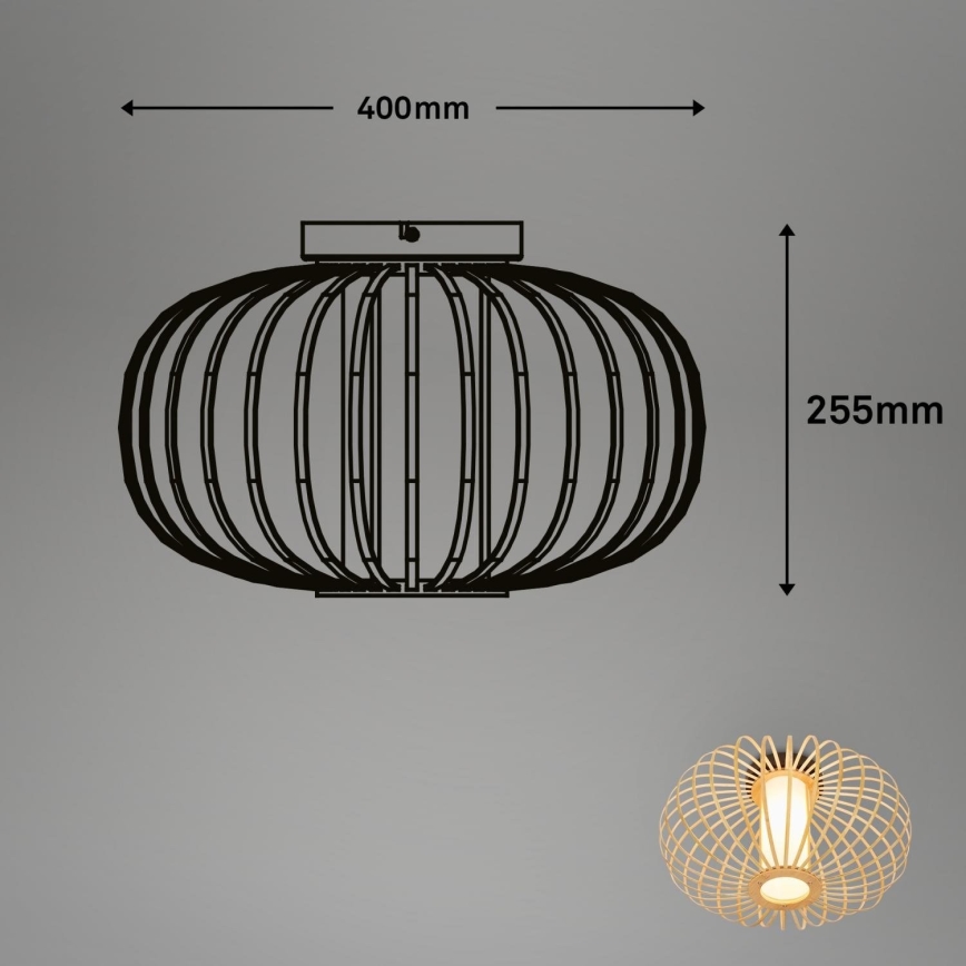Briloner 3759011 - Plafondlamp 1xE27/10W/230V diameter 40 cm bamboe