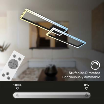 Briloner 3761015 - Dimbare LED-plafondlamp LED/45W/230V 2700-6500K zwart + afstandsbediening