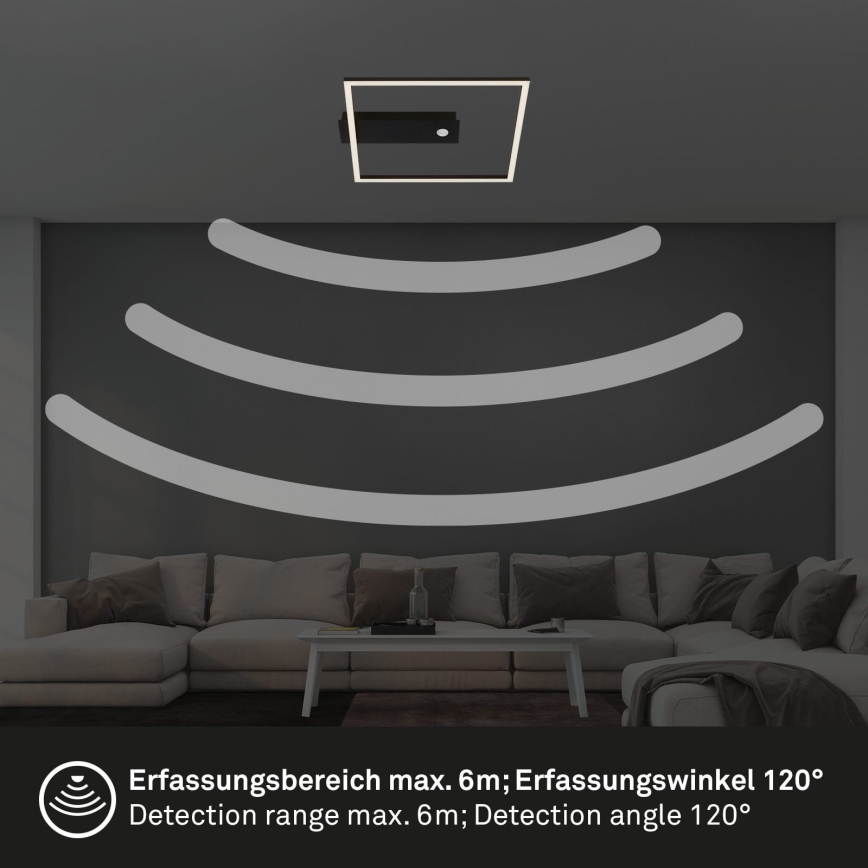 Briloner 3770-015 - LED plafondlamp met bewegings- en schemersensor FRAME LED/14W/230V 3000K 30x32 cm zwart