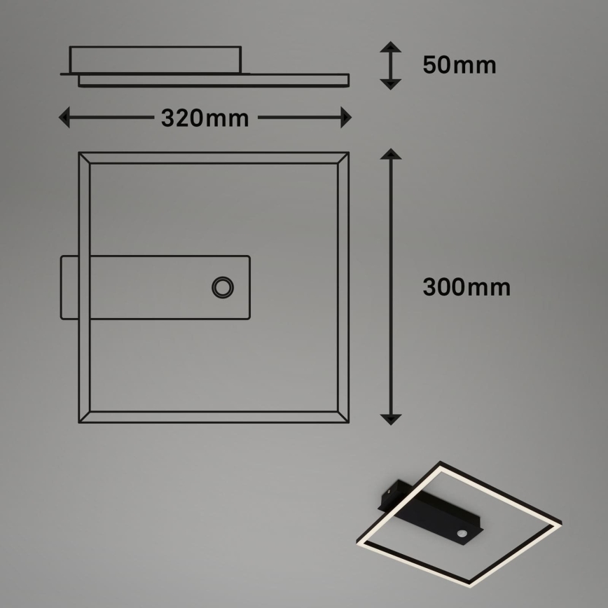 Briloner 3770-015 - LED plafondlamp met bewegings- en schemersensor FRAME LED/14W/230V 3000K 30x32 cm zwart