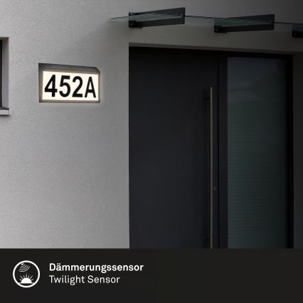 Briloner 3797015 - LED-huisnummer op zonne-energie LED/0,5W/1,2V 1200 mAh IP44