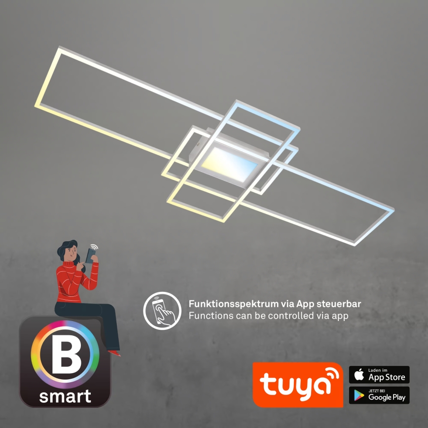 Briloner 3812019 - LED-dimbare plafondlamp RAM LED/56W/230V Wi-Fi Tuya 111x42 cm + afstandsbediening