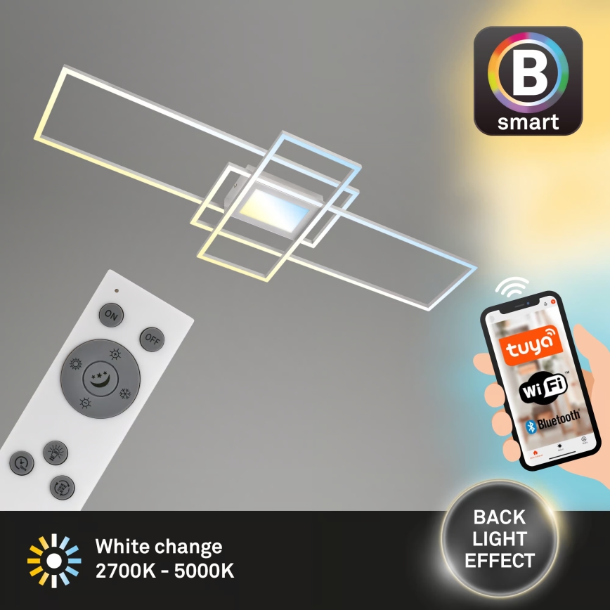 Briloner 3812019 - LED-dimbare plafondlamp RAM LED/56W/230V Wi-Fi Tuya 111x42 cm + afstandsbediening