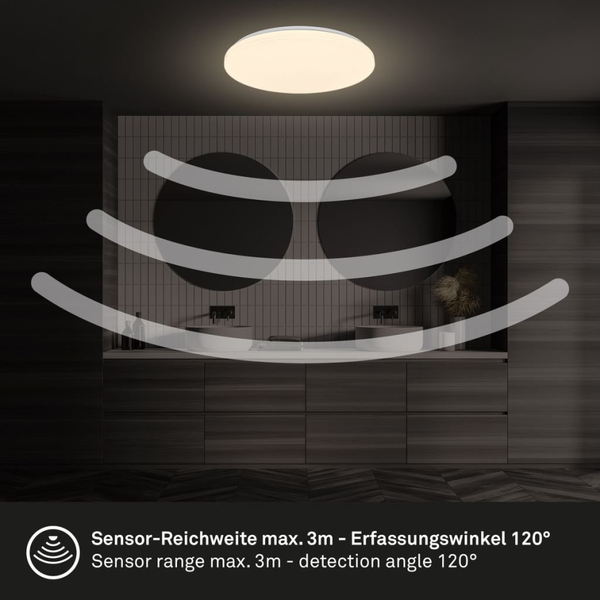 Briloner 3827-016 - LED plafondlamp voor badkamer met sensor WALK LED/13W/230V IP54 Ø 27 cm wit