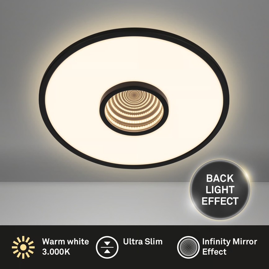 Briloner 3847015 - LED-plafondlamp TORO LED/18W/230V Ø 42 cm zwart