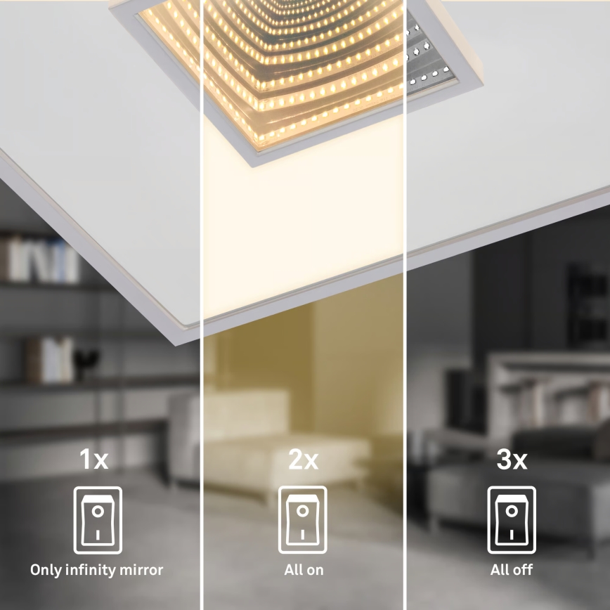 Briloner 3848014 - LED plafondlamp TORO LED/18W/230V 42x42 cm mat chroom