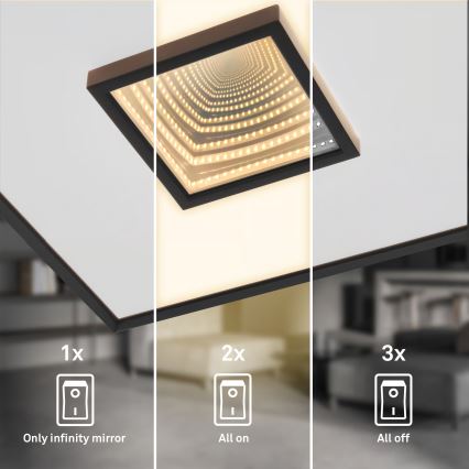 Briloner 3848015 - TORO LED plafondlamp LED/18W/230V 42x42 cm, zwart