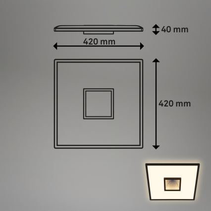Briloner 3848015 - TORO LED plafondlamp LED/18W/230V 42x42 cm, zwart