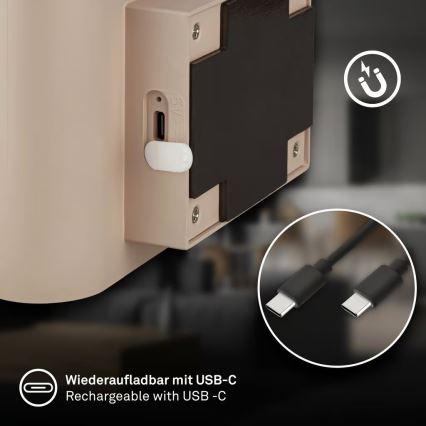 Briloner 3878011 - oplaadbare LED-wandlamp met bewegings- en schemersensor CHAT LED/3W/5V 2000 mAh beige