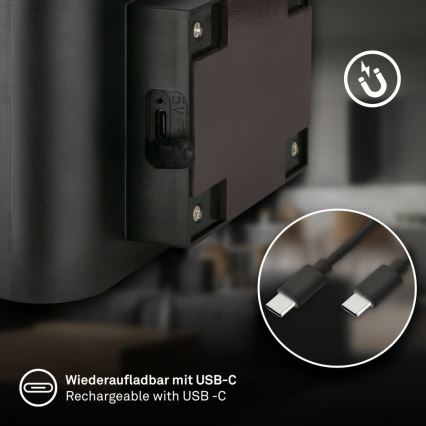 Briloner 3878015 - LED oplaadbare wandlamp met bewegings- en schemersensor CHAT LED/3W/5V 2000 mAh zwart