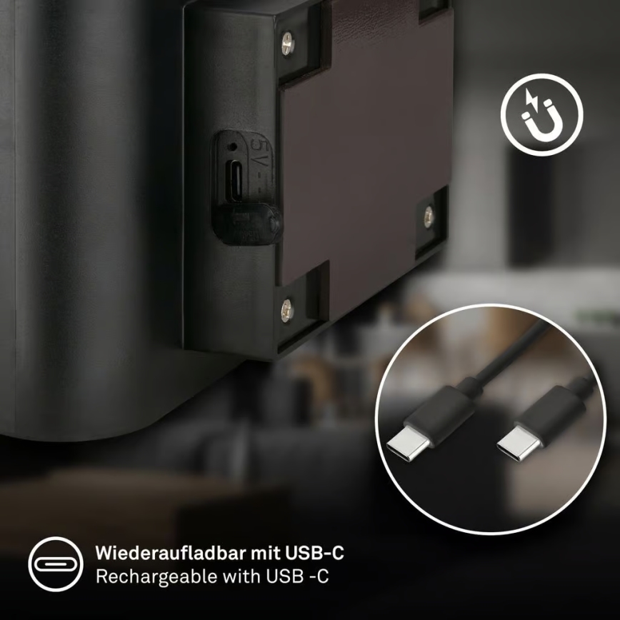 Briloner 3878015 - LED oplaadbare wandlamp met bewegings- en schemersensor CHAT LED/3W/5V 2000 mAh zwart