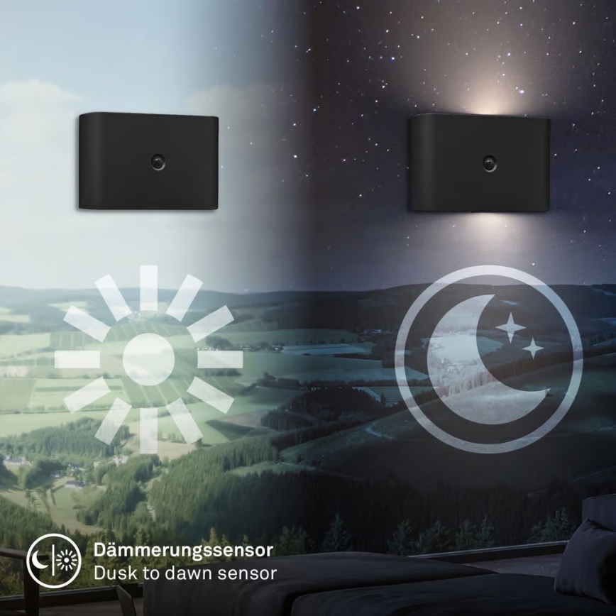 Briloner 3878015 - LED oplaadbare wandlamp met bewegings- en schemersensor CHAT LED/3W/5V 2000 mAh zwart