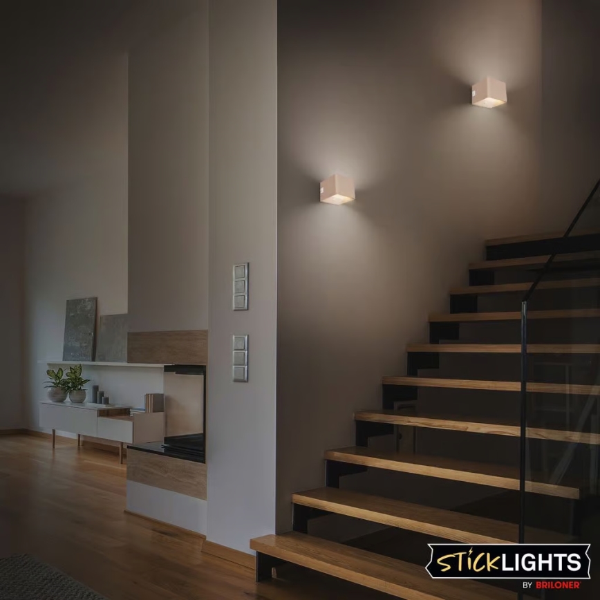 Briloner 3879011 - BORRA LED-oplaadbare wandlamp met bewegings- en schemeringssensor, 1,5 W / 5 V, 3600 mAh, beige