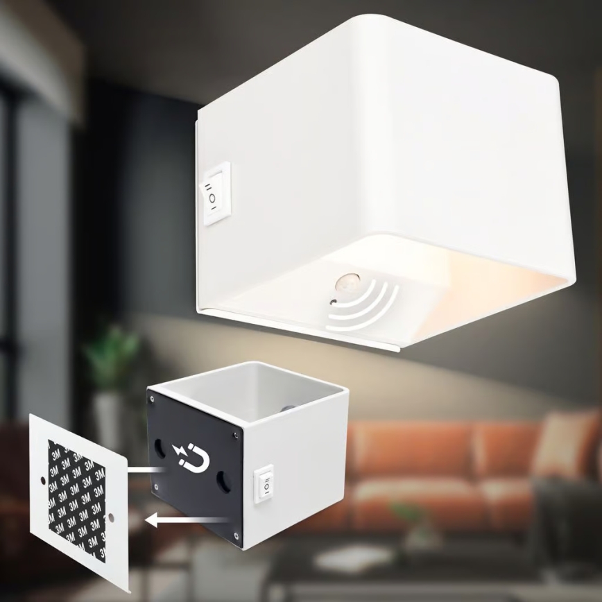 Briloner 3879016 - LED oplaadbare wandlamp met sensor BORRA LED/1,5W/5V 3600 mAh wit