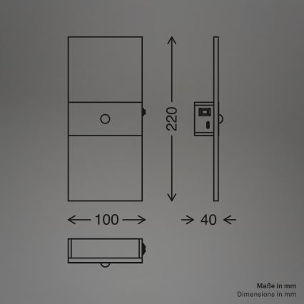 Briloner 3888015 - Oplaadbare LED-muurlamp met bewegings- en schemersensor AURA LED/2,5W/5V 1800 mAh zwart