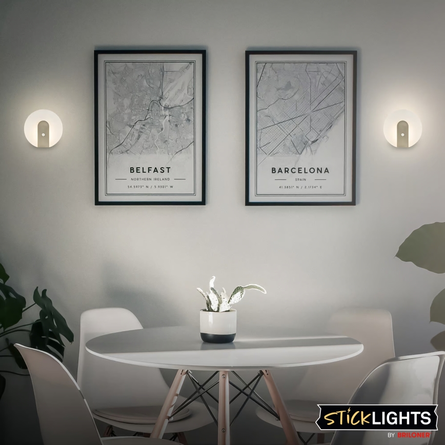 Briloner 3889012 - LED oplaadbare wandlamp met bewegings- en schemersensor TARO LED/2,5W/5V 1800 mAh mat chroom