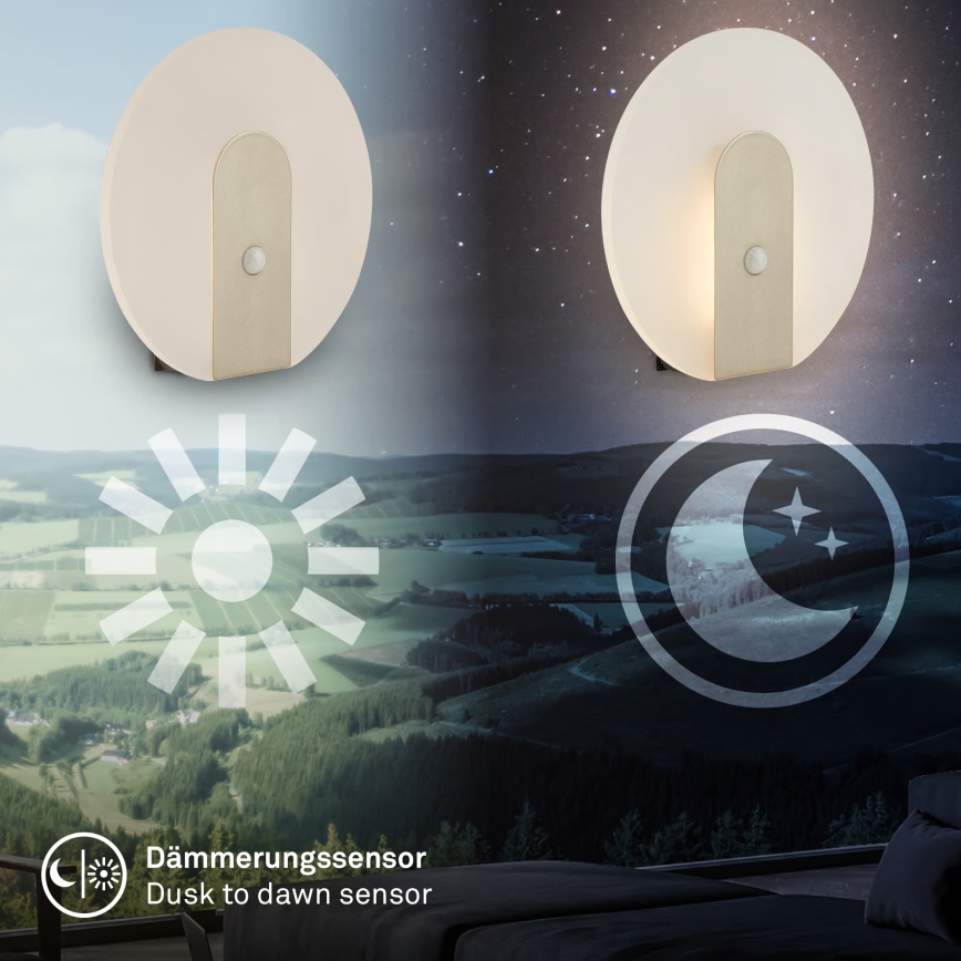 Briloner 3889012 - LED oplaadbare wandlamp met bewegings- en schemersensor TARO LED/2,5W/5V 1800 mAh mat chroom