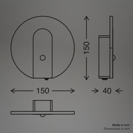 Briloner 3889012 - LED oplaadbare wandlamp met bewegings- en schemersensor TARO LED/2,5W/5V 1800 mAh mat chroom