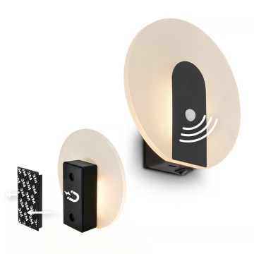 Briloner 3889015 - Oplaadbare LED-wandlamp met bewegings- en schemersensor TARO LED/2,5W/5V 1800 mAh zwart