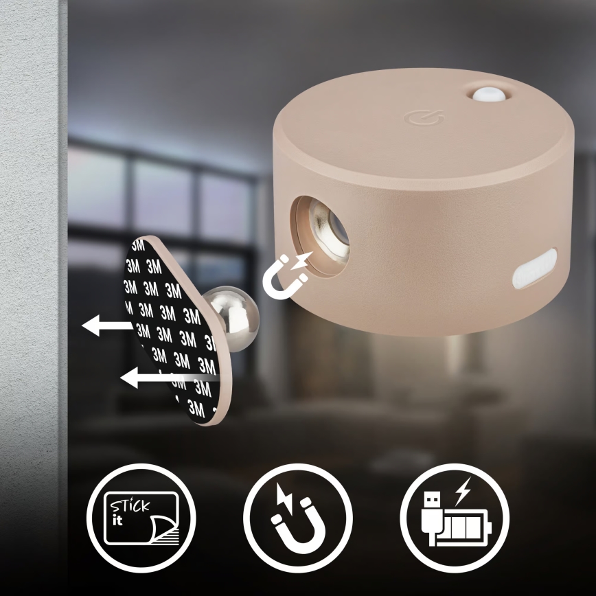 Briloner 3896011 - LED-dimbare oplaadbare wandlamp TARI LED/1,6W/5V 1500 mAh beige