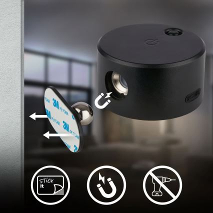 Briloner 3896015 - LED dimbare oplaadbare wandlamp TARI LED/1,6W/5V 1500 mAh zwart