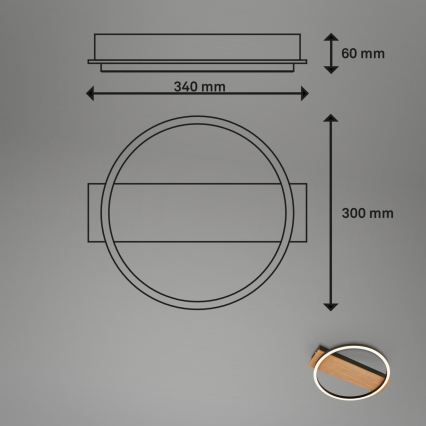 Briloner 3908-014 - LED-plafondlamp KADA LED/14W/230V Ø 30 cm zwart/bruin