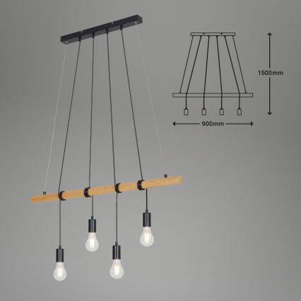 Briloner 4015045 - Hanglamp aan een koord 4xE27/25W/230V rubberen boom