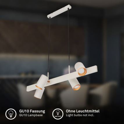 Briloner 4058044 - Hanglamp aan kabel ERA 4xGU10/10W/230V crème