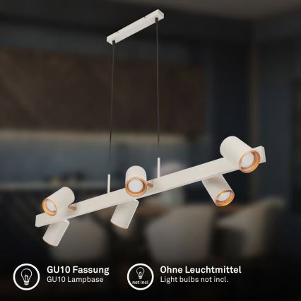 Briloner 4058064 - Hanglamp ERA met kabel 6xGU10/10W/230V crème