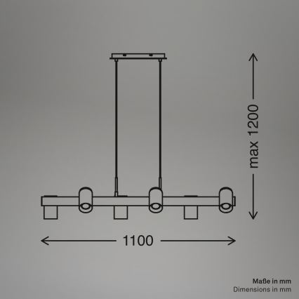 Briloner 4059065 - ERA hanglamp met kabel 6xGU10/10W/230V zwart