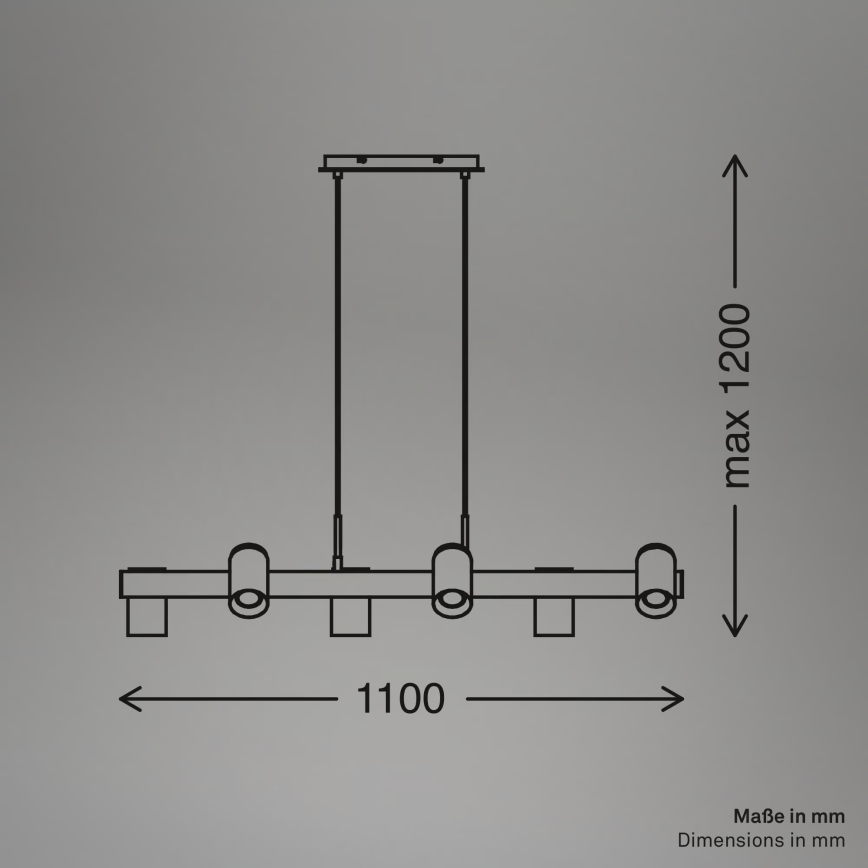 Briloner 4059065 - ERA hanglamp met kabel 6xGU10/10W/230V zwart
