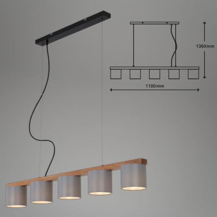 Briloner 4075-054 - Kroonluchter aan kabel 5xE14/25W/230V