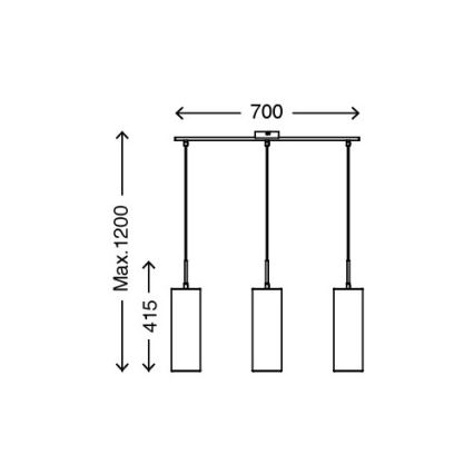 Briloner 4712-034 - Hanglamp aan koord 3xE27/25W/230V