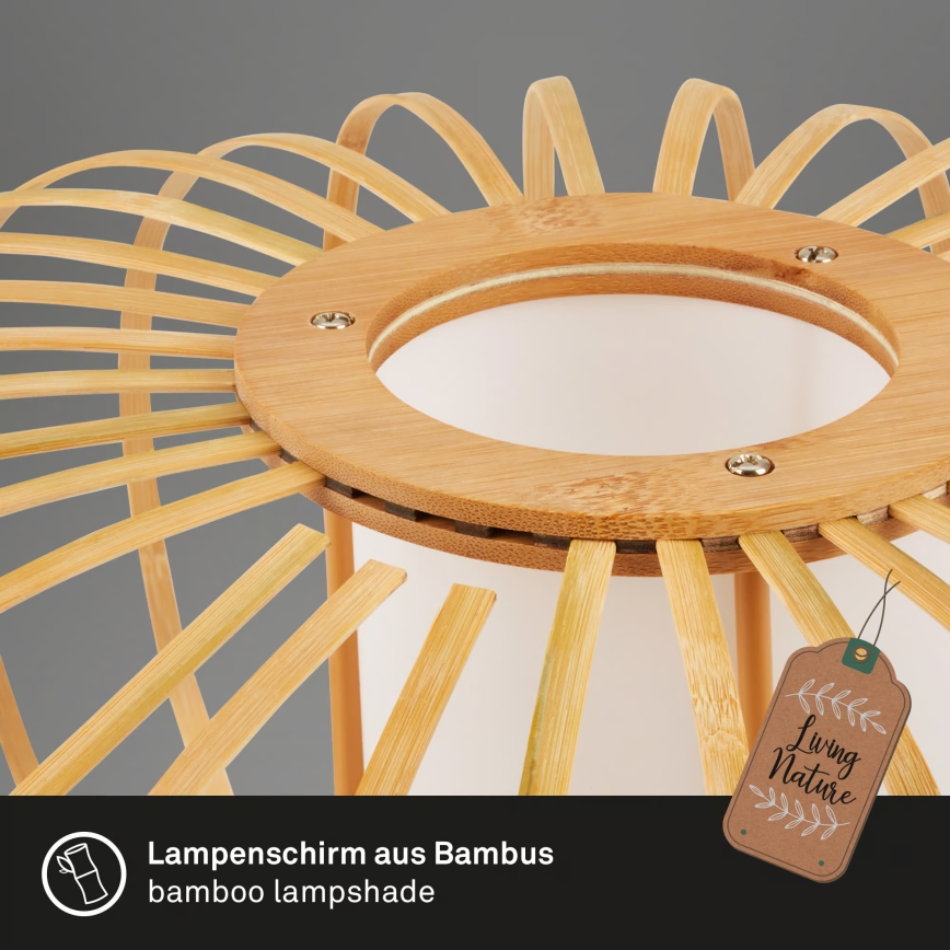 Briloner 4759031 - Hanglamp aan kabel 3xE27/10W/230V zwart/bamboe