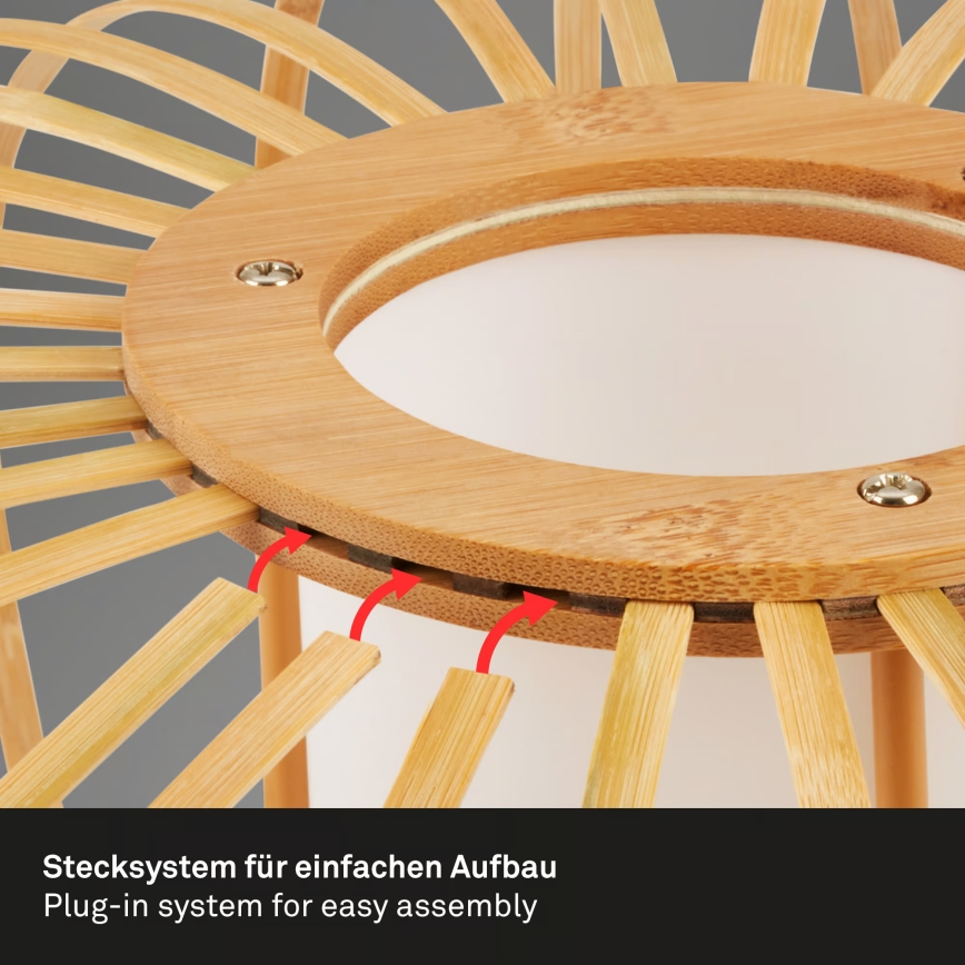 Briloner 4759031 - Hanglamp aan kabel 3xE27/10W/230V zwart/bamboe