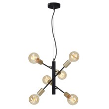Briloner 4856-065 - Hanglamp aan een koord BLACK STEEL 6xE27/60W/230V