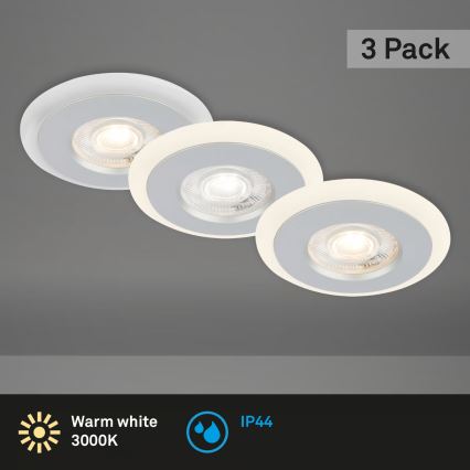 Briloner 7039034 - SET van 3 LED badkamer-inbouwspots 3xLED/5W/230V IP44 mat chroom